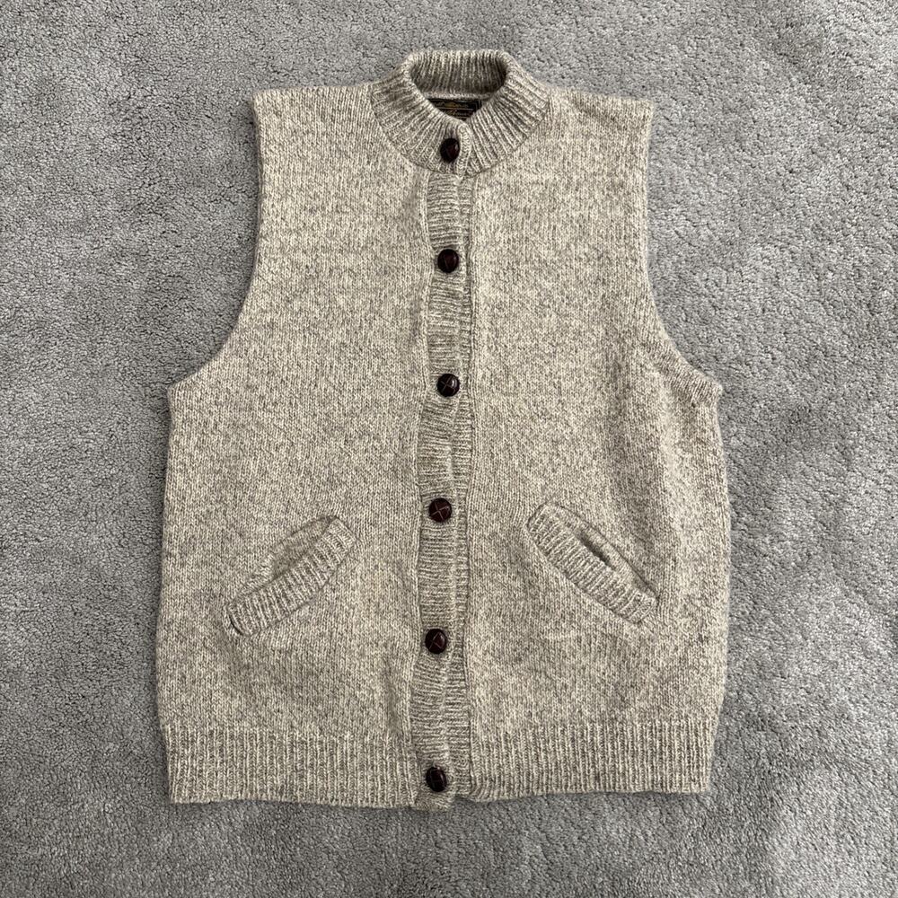 Vtg Eddie Bauer Sweater Vest Men's Large Wool Blend Buttons Made In USA